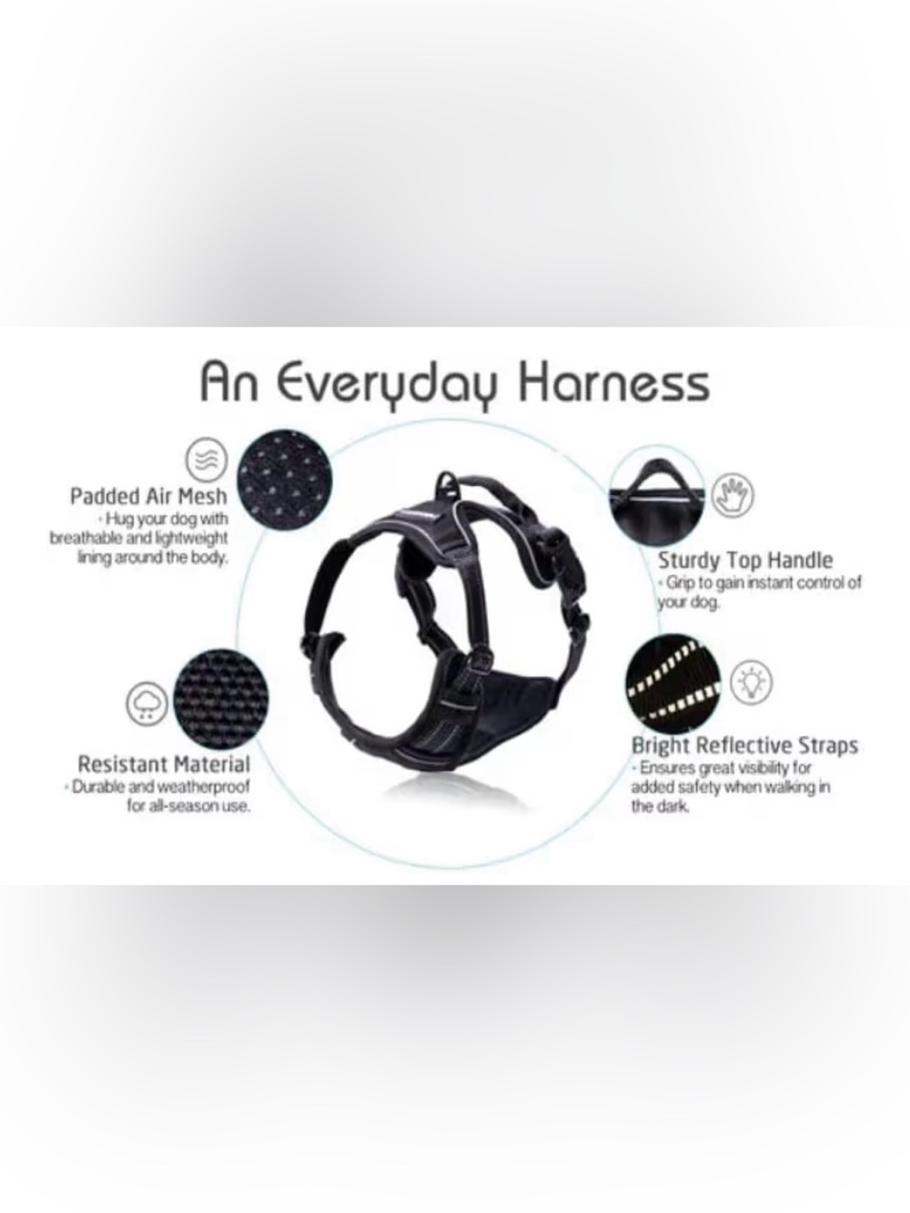 Dog Harness with 2 Leash Clips No-Pull Reflective Vest Size - Open Box - Large - Picture 8 of 9